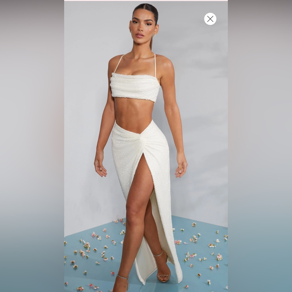 PISA- Embelleshed Cross Back Crop Top-Size 10